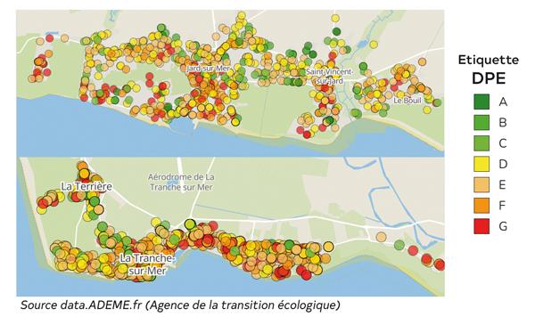 carte DPE 2024 jard sur mer et la tranche sur mer